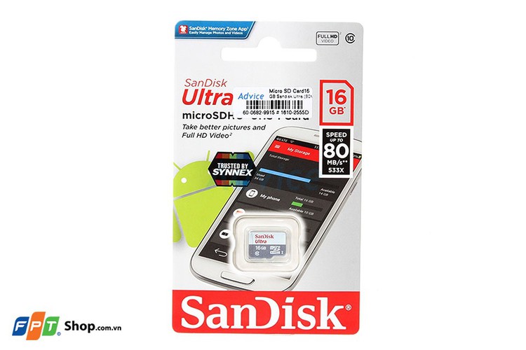 Thẻ nhớ Sandisk 16GB Class 10 80 MB/s (No.00403942)